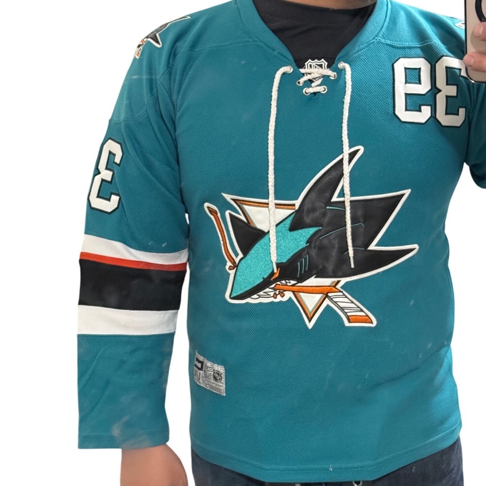 Reebok NHL San Jose Sharks Logan Couture 39 Jersey Teal Lace Up Youth L/XL‎ zz65
